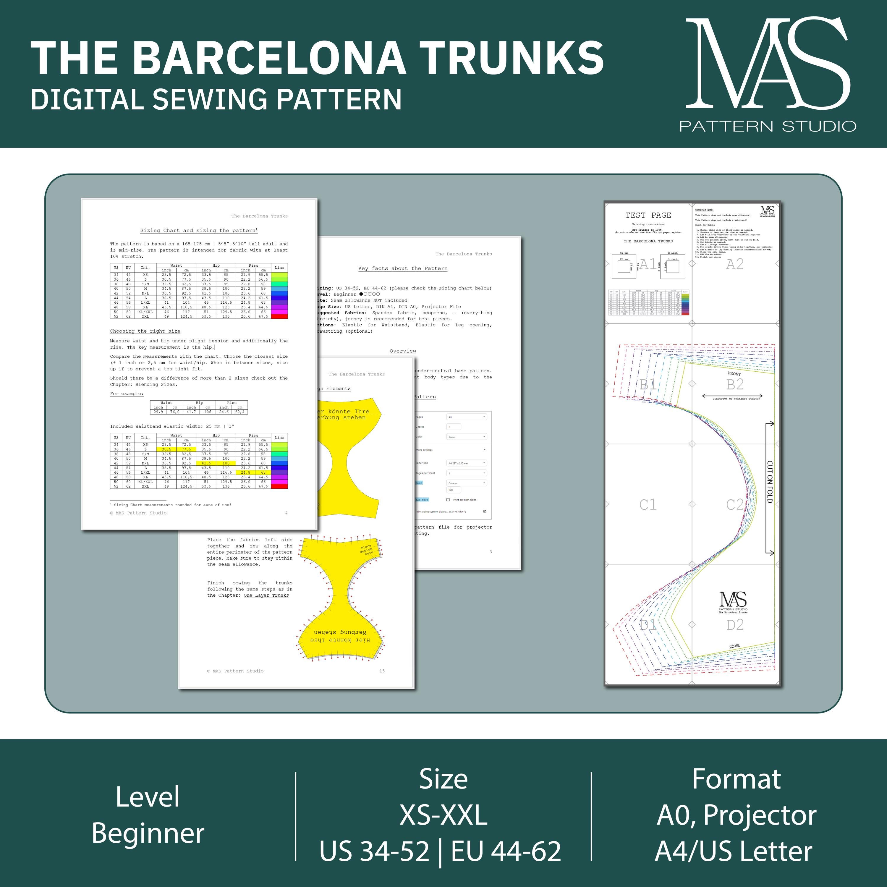 The Barcelona Trunks | Digital Sewing Pattern | Wrestling | Cosplay ...