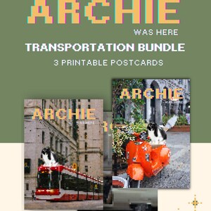Archie was here - Transport - Ensemble de cartes postales Holland Lop Bunny style pixel - Cartes postales imprimables A6 Travel with Bunny