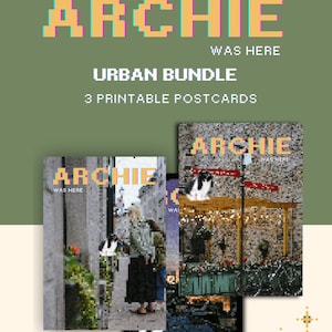 Archie was here - Urbain - Ensemble de cartes postales Holland Lop Bunny style pixel - Cartes postales imprimables A6 Travel with Bunny
