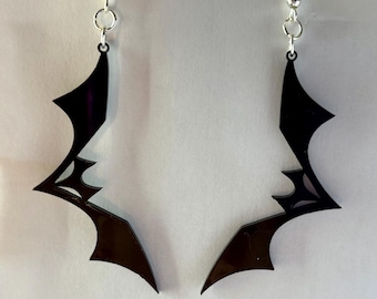 Black Acrylic Bat Earrings
