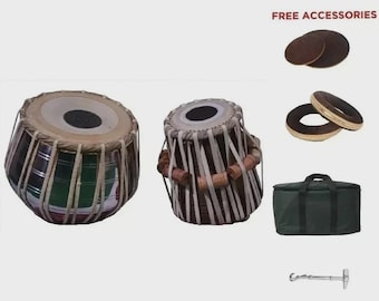 タブラセット、インドの太鼓、真鍮製のプロフェッショナルなバヤン