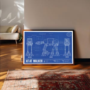 AT-AT Walker Blueprint: Retro Star Wars Schematics, Engineering Art