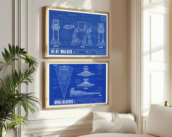 Planos de Star Wars (juego de 2): Arte de ingeniería de ciencia ficción, impresiones sin marco de 11 x 17