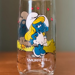 Vintage 1982 Smurfette Glass | Smurfs Collectible Cartoon Tumbler