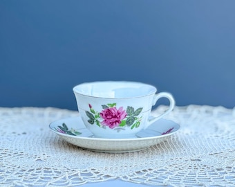 Set De 2 Tasses à Thé Vintage Avec Soucoupes Et Cuillères - Motif Rose Fleuri En Porcelaine Anglaise, Pour Thé Ou Café - 6