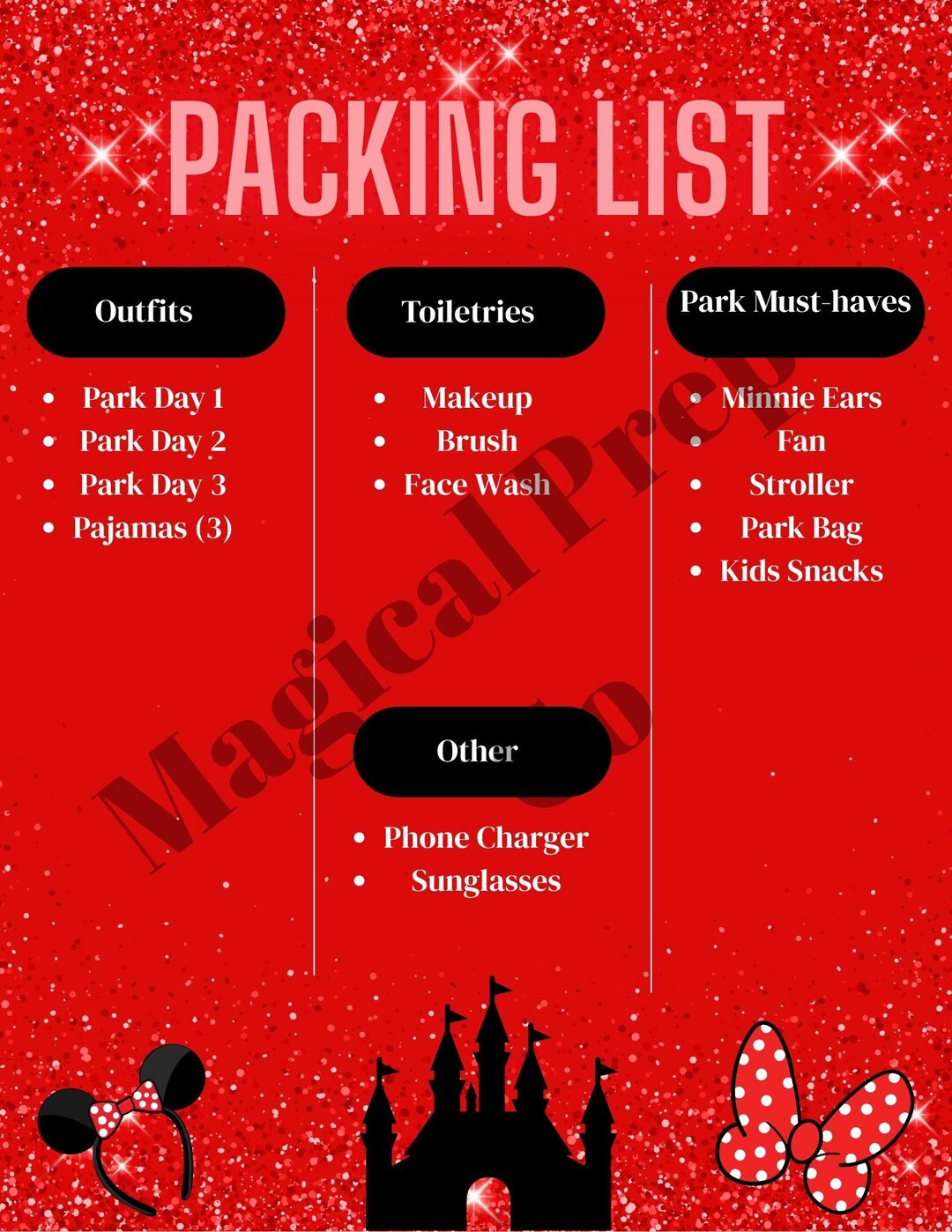 Magical Disney Packing List - Etsy