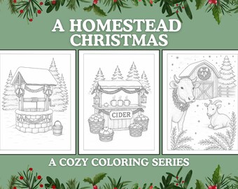 Libro para colorear navideño de la granja: 30 escenas rústicas (PDF descargable)