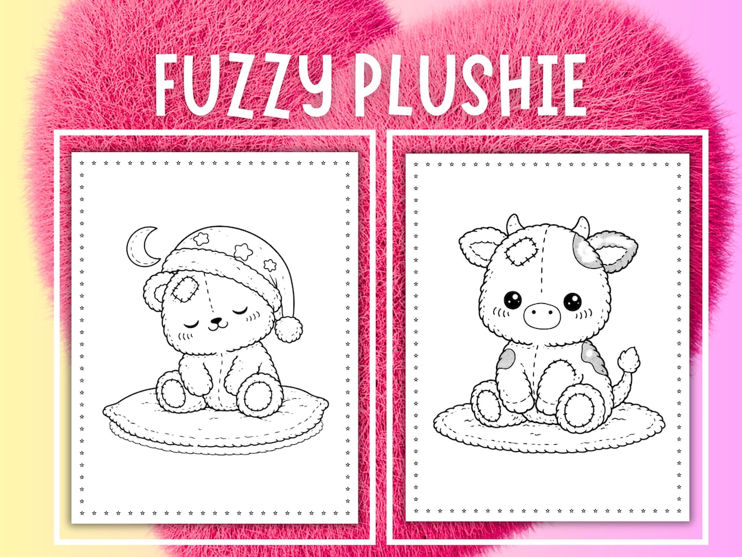 Fuzzie Plushie Coloring Pages: 20 Plush Animals - Kawaii Stuffed Animal ...