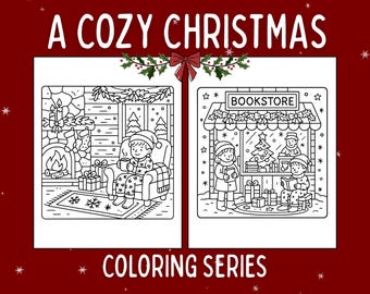 Libro para colorear navideño acogedor: 20 escenas festivas (descarga digital)