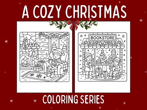 Cozy Christmas Coloring Book: 20 Festive Scenes (Digital Download)