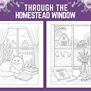 Homestead Coloring Book for Adults: Cozy Farmhouse Scenes (PDF Download)