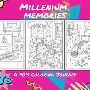 90s Coloring Book: Retro Nostalgia, Printable 25-Page Designs (Digital Download)