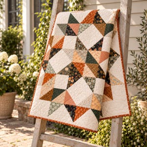 Star Patchwork Quilt Pattern | Geometric Star Quilt | Modern Farmhouse Quilt | Autumn Quilt Pattern | Digital Download