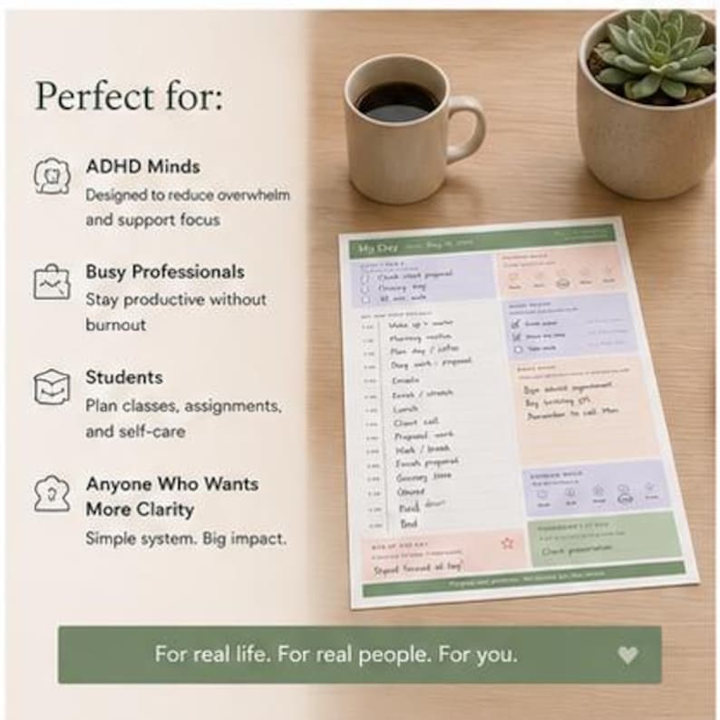 ADHD Daily Planner Printable | Neurodivergent Planner Worksheet | Focus Planner PDF | ADHD Productivity Planner | Instant Download image 9
