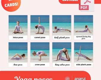 Yoga poses - 23 flashcards Montessori style