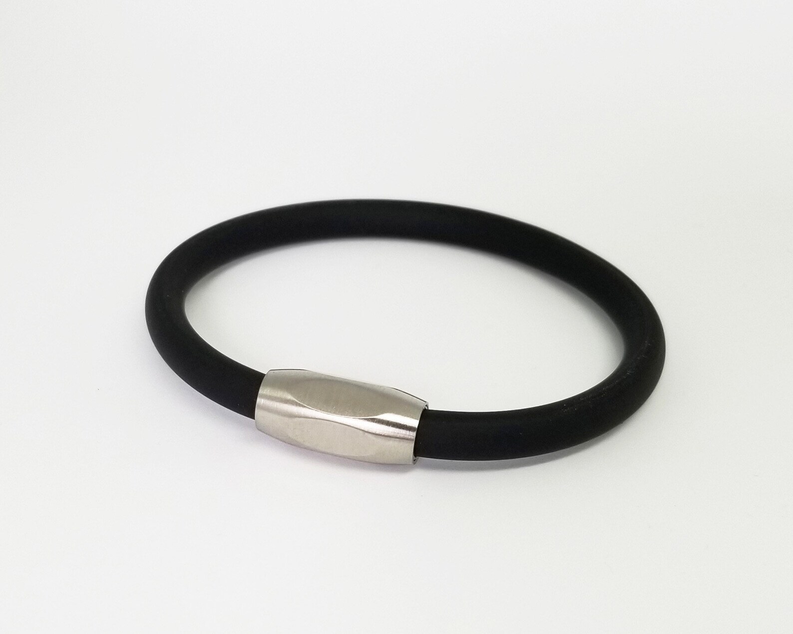 Minimalist Black Rubber Bracelet With Clasp Etsy