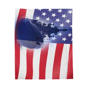 Navy Ship Velveteen Plush Blanket