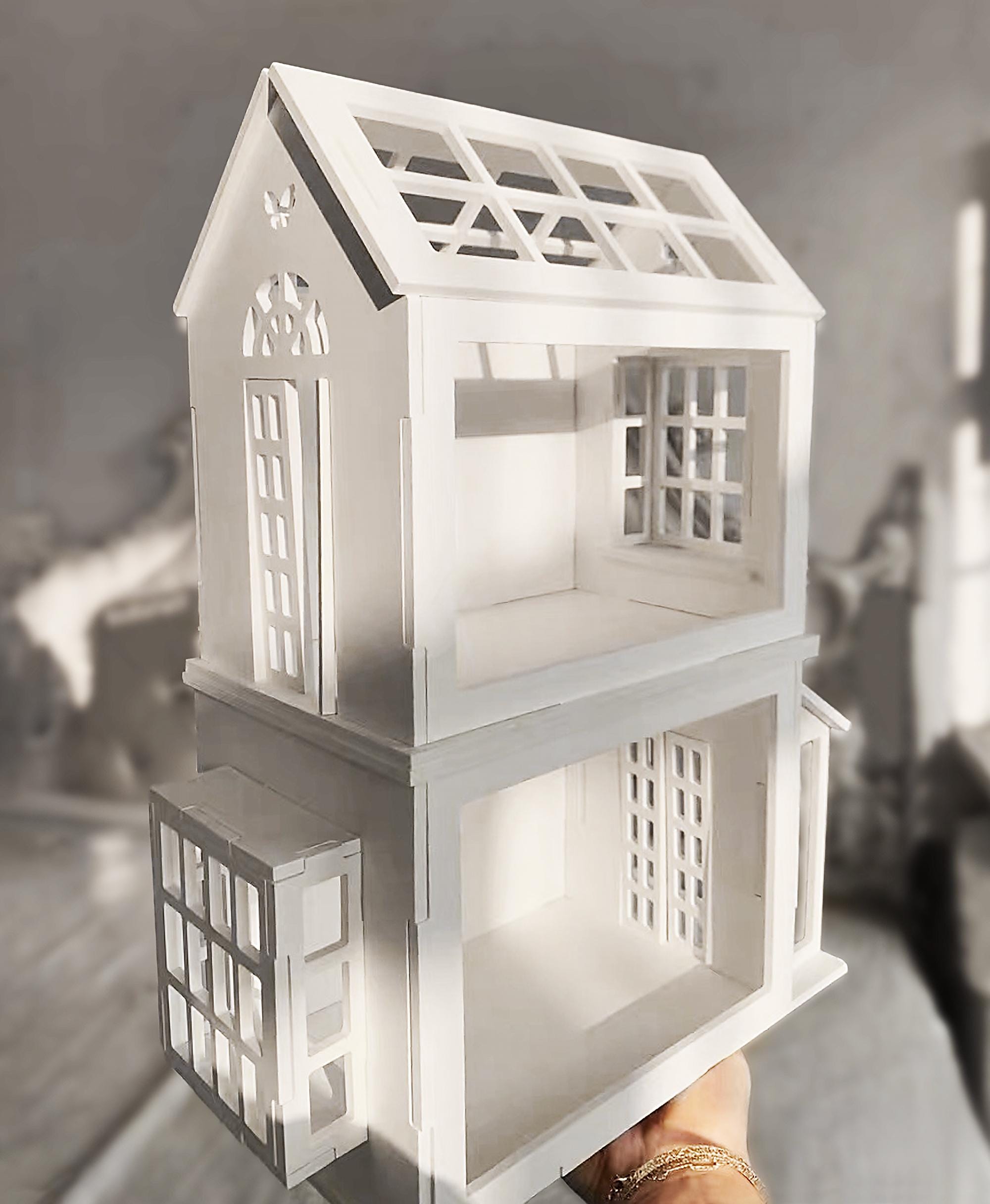 DIY Two-story Dollhouse Kit | Modern Miniature House Shell With Porch ...