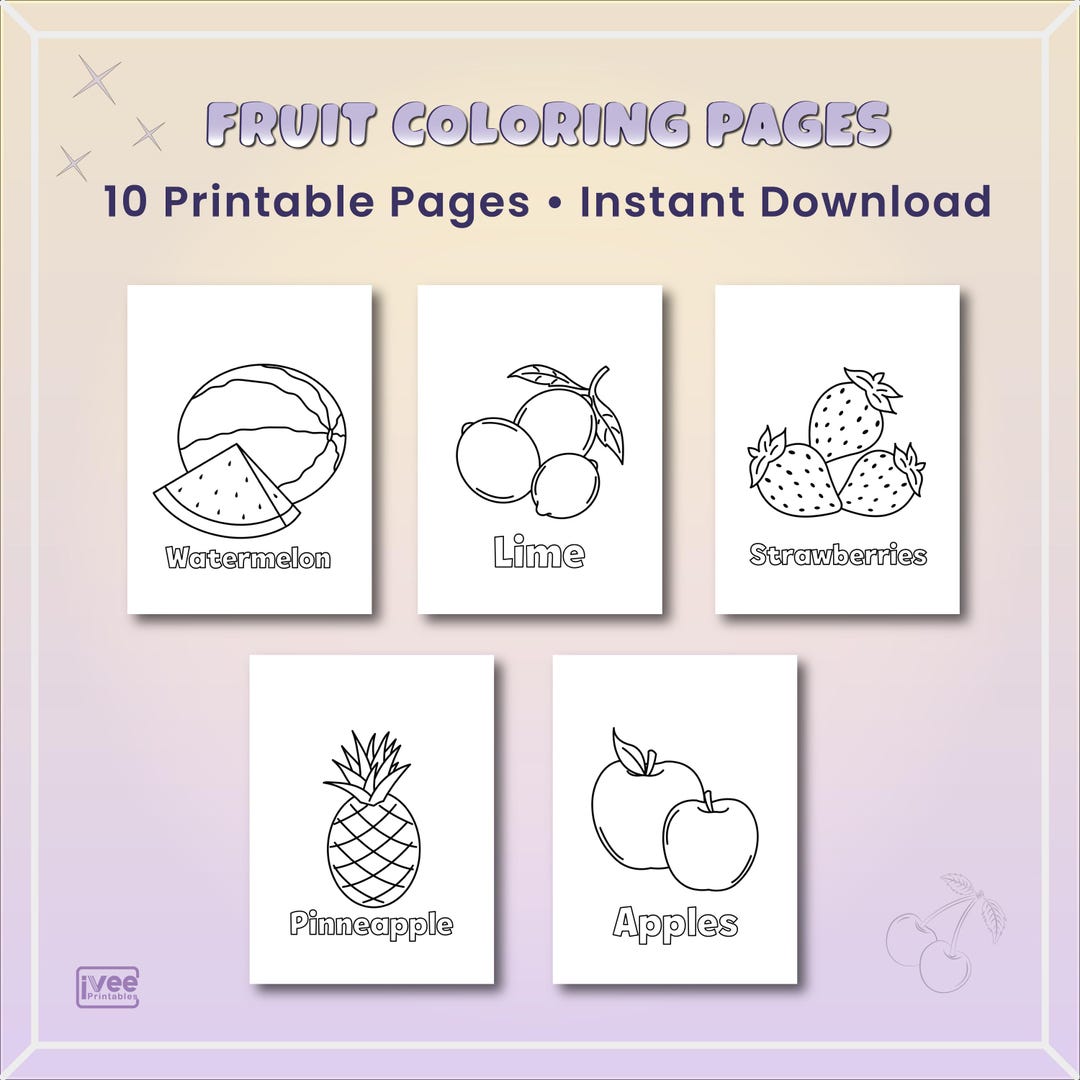 Fruit Coloring Pages | 10 Printable Designs for Kids | PDF Download ...