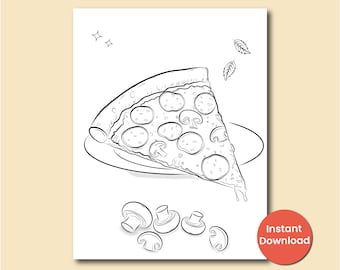 Hand-Drawn Pizza Slice Coloring Page | Printable Food Art (PDF)