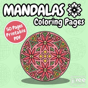 50 Mandala Coloring Pages: Easy Print Designs for Kids & Adults (PDF Download)