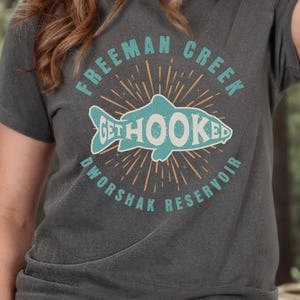 Freeman Creek Get Hooked Idaho Fishing T-Shirt, Comfort Colors Tee, Idaho Souvenir