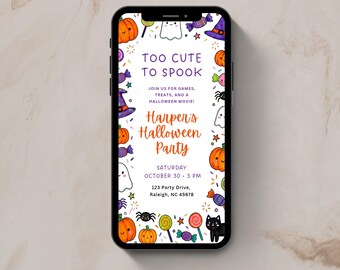 Kids Halloween Party Invitation, Text Message Invite, Costume Party Invite, Halloween evite, Tween Birthday, Spooktacular, Editable Template