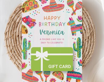 Fiesta Birthday Gift Card Holder Printable, Bright Birthday Card, Gift Card Holder DIY, Tween Birthday, DIY Birthday Gift, Editable Template
