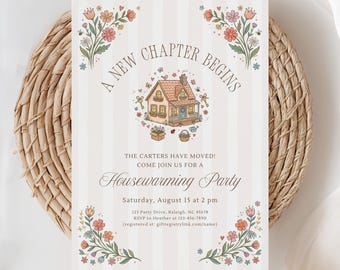 Housewarming Invitation, New Chapter Begins, Moving Announcements, House Warming Party, New Home Celebration, (Editable Template)