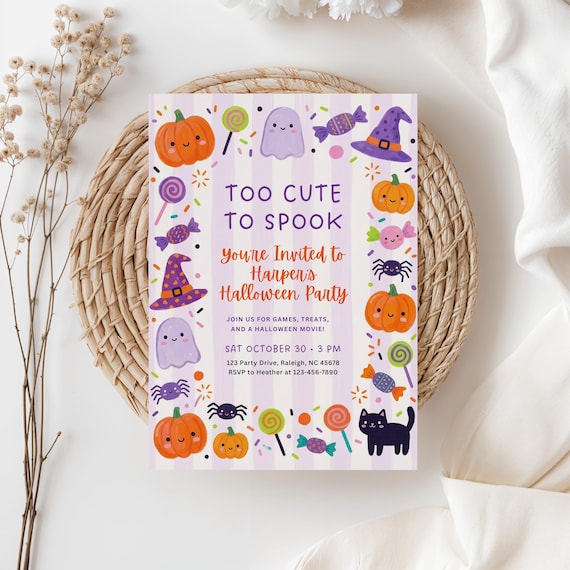 Kids Halloween Party Invitation, Costume Party Invite, Halloween evite, Tween Birthday, Spooktacular, Halloween Fiesta (Editable Template)