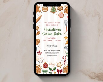Cookie Exchange Invitation, Text Message Invite, Friendsmas Invite, Christmas Cookies, Holiday Party Invite, (Editable Template)