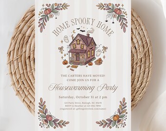 Halloween Housewarming Invitation, Fall House Warming, New Home Invite, House Warming Party, New Homeowner, (Editable Template)