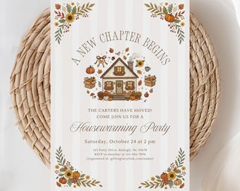 Fall Housewarming Invitation, Moving Announcements, New Home Invite, House Warming Party, New Home Celebration, (Editable Template)