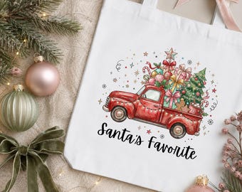 Santa's Favorite PNG, Christmas Tree Truck, Girly Christmas PNG, Christmas Truck Clipart, Coquette Christmas, (Digital Download)