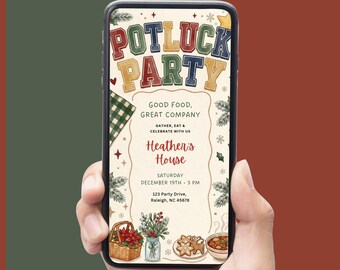 Christmas Potluck Text Message Invite, Work Christmas Party Invite, Holiday Event, Christmas Flyer, Winter Party Invite, (Editable Template)