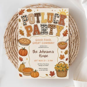 Inbjudan till höstknytkalas, Thanksgiving-knytkalas, inbjudan till brasa, höstknytkalas, höstmiddag, grillfest, (redigerbar mall)