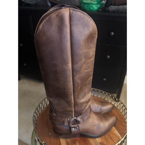 Vintage 70s/80s Zodiac Leather Western Harness Boots Women's Size 5 M O ring