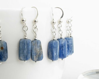 Boho Kyanite Earrings, Kyanite Earrings in Sterling Silver, Gold Filled, Natural Kyanite Jewelry, Natural Blue Gemstone Jewelry