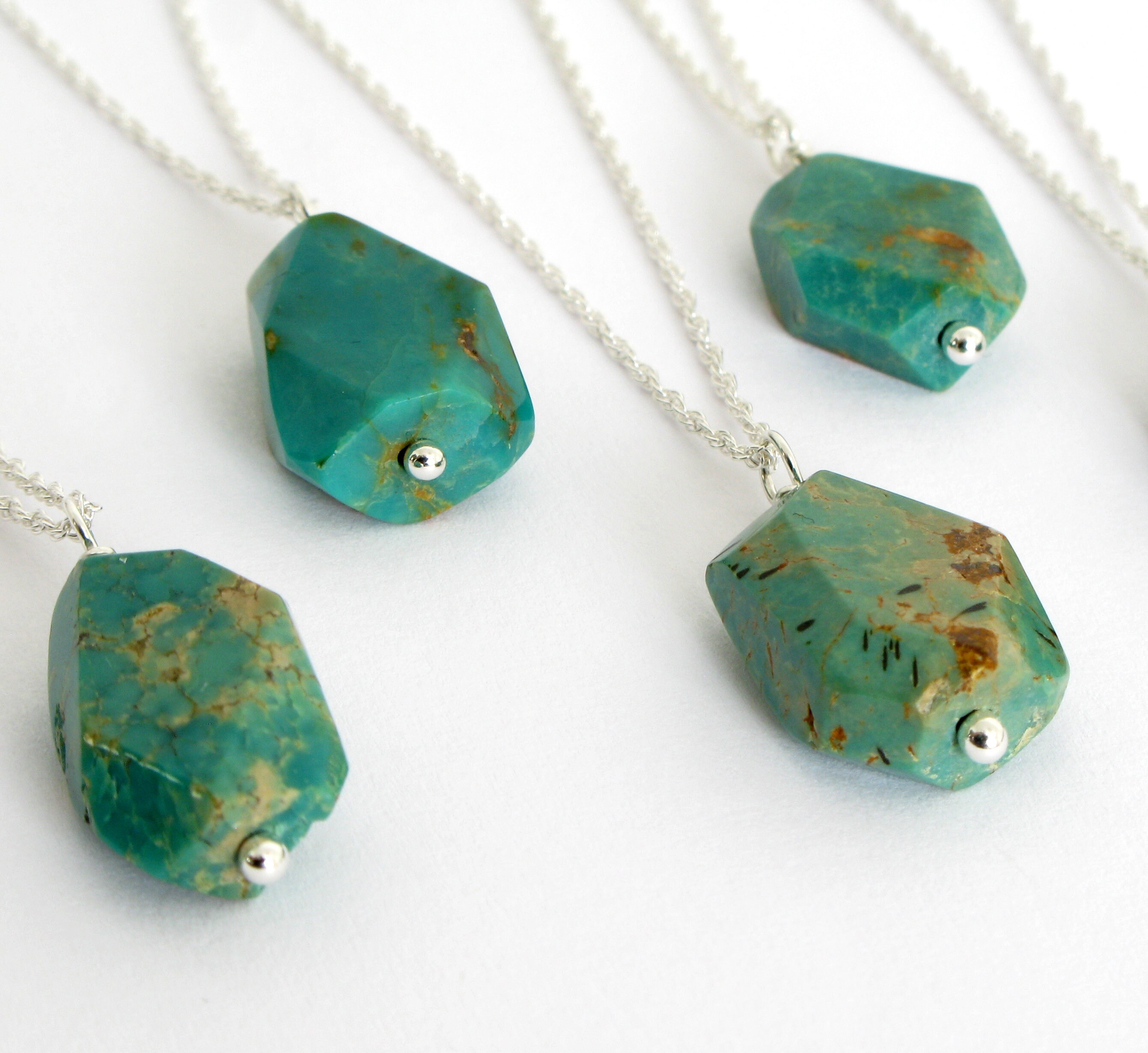 Turquoise Necklace in Sterling Silver Turquoise Jewelry Etsy