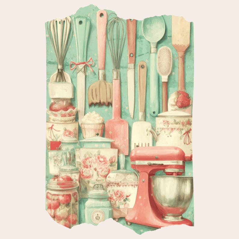 Vintage Kitchen Junk Journal 128 Pages 40 Pocket Kit Retro Baking ...