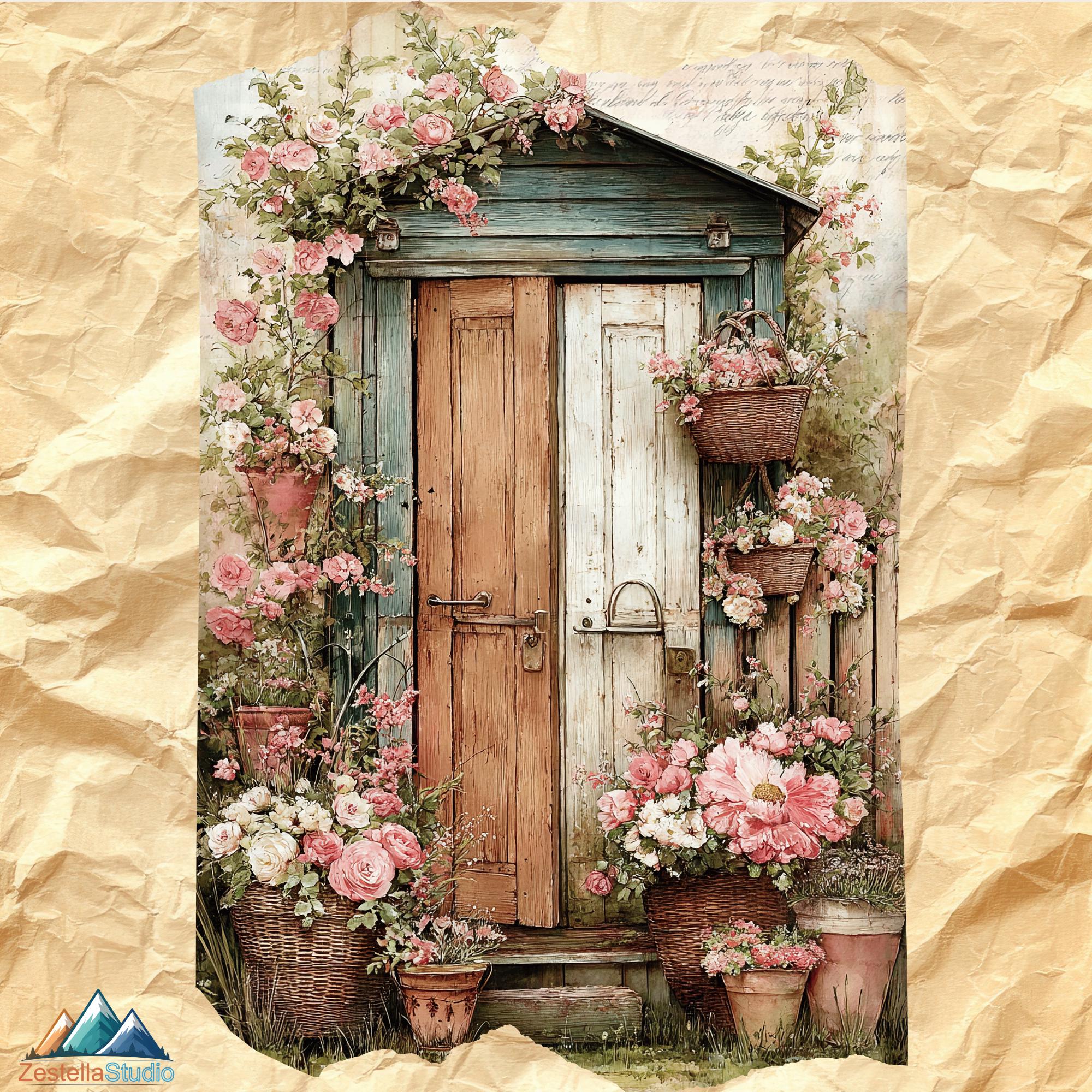 Shabby Chic Garden Junk Journal Kit, Vintage Roses Floral Scrapbooking ...
