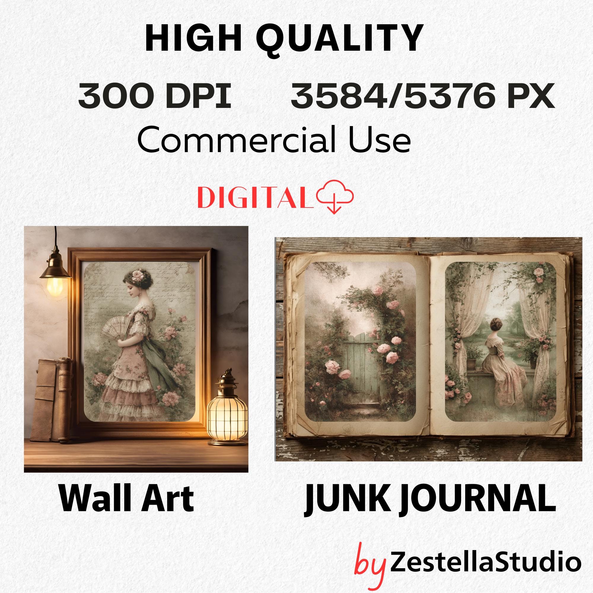 160 Pages Junk Journal Printable PNG: Vintage Keepsake Collage Ephemera ...