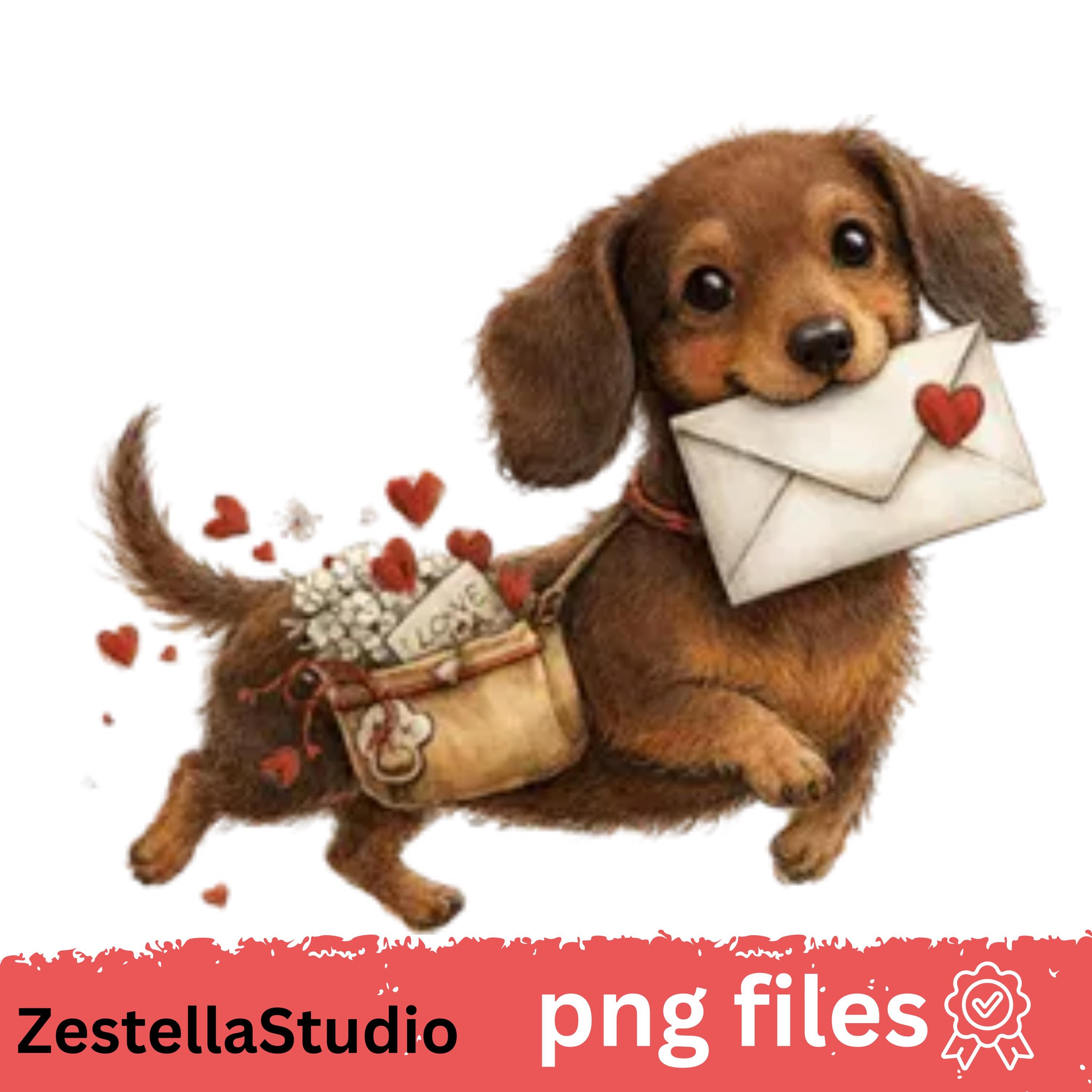 Cute Puppy Love Clipart Bundle PNG: Dog Valentine Illustrations for ...