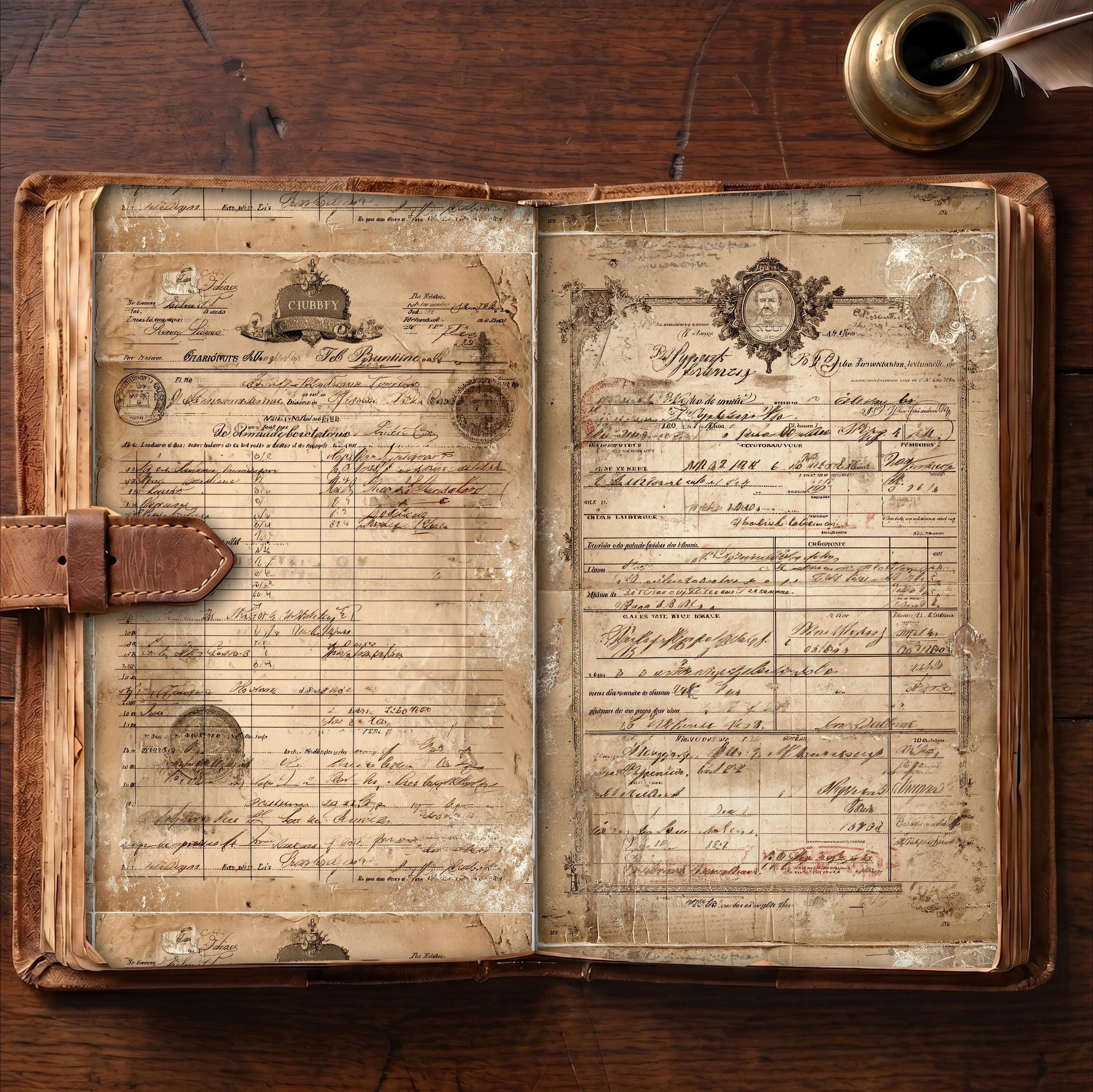 Vintage Ledger Junk Journal Kit 220 Pages Antique Ephemera Old Ledger ...