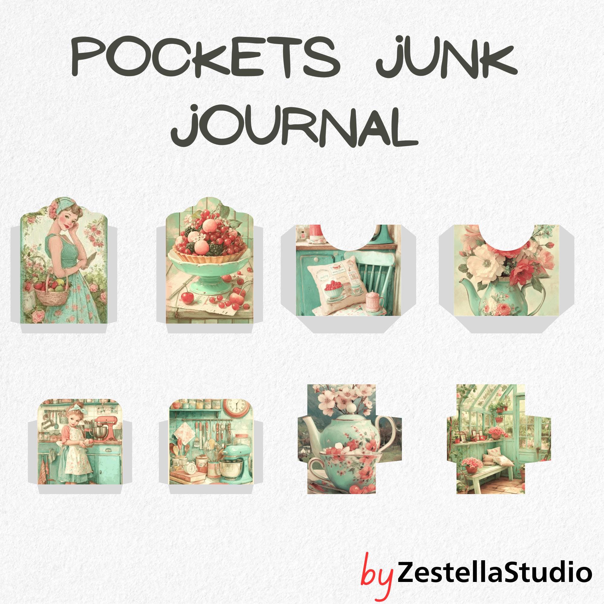 Vintage Kitchen Junk Journal 128 Pages 40 Pocket Kit Retro Baking ...