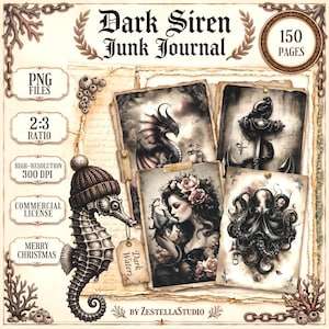 Dark Siren Junk Journal Kit  Gothic Mermaid Ephemera (Digital Download, 164 Pages)