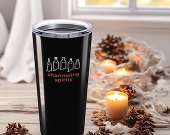 Halloween Ghost Tumbler: "Channeling Spirits" Stainless Steel Travel Cup
