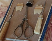 Charming antique French sewing etui in its original case. 1930s