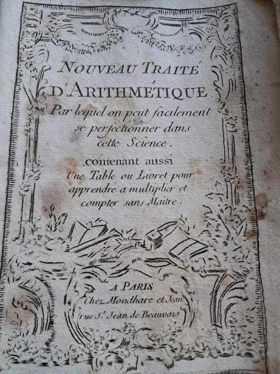 Evocative antique French school book pamphlet mid 1700s Paris printer Mondhare and Jean