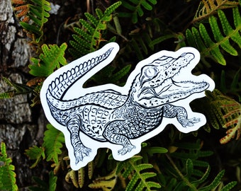 Alligator Sticker. Gator. Swap Life. Hand Drawn. Matte Waterproof Vinyl. 4.25x3"